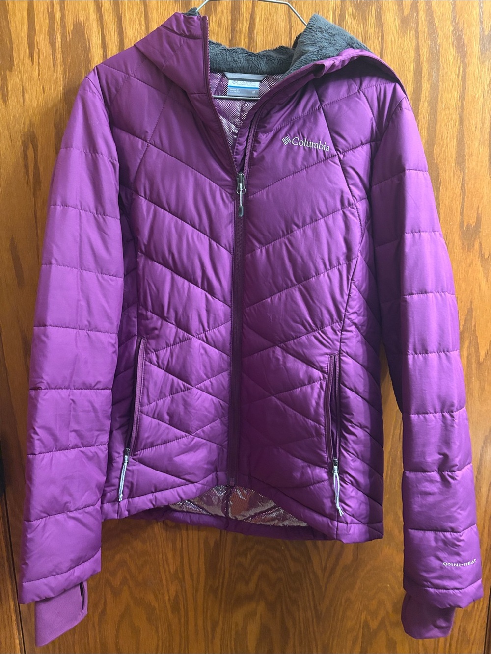 Columbia Purple Quilted Hooded Ski Jacket